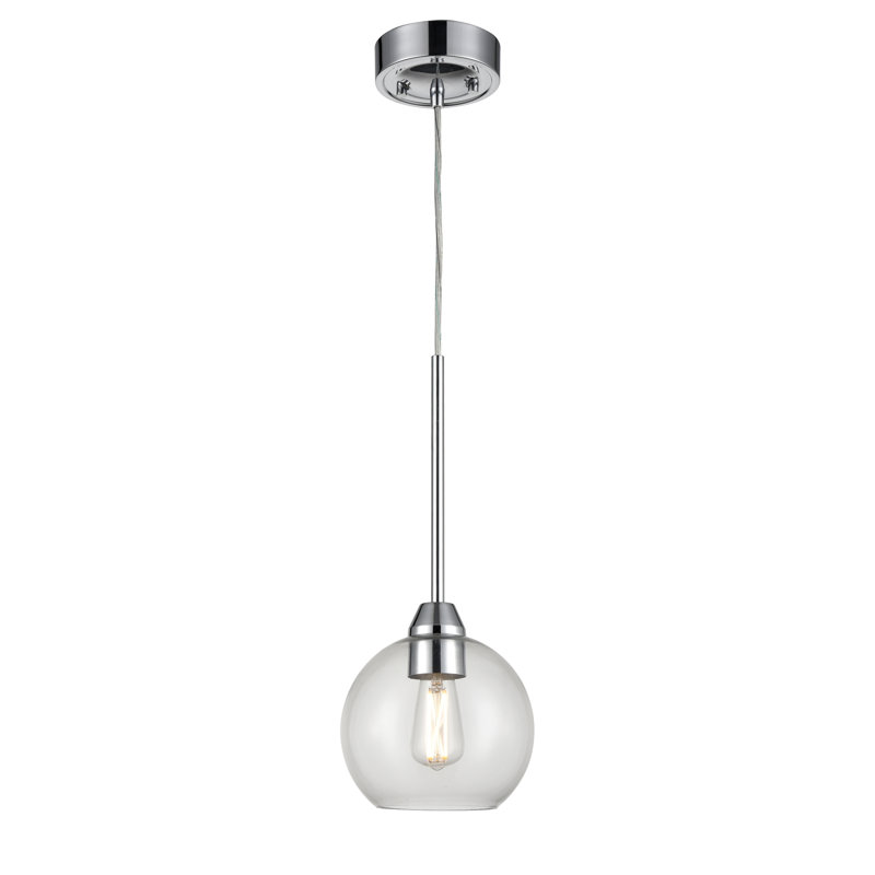 Luminaire sphère suspendu 1 lumières simple Pevensey, Transparent, Chrome