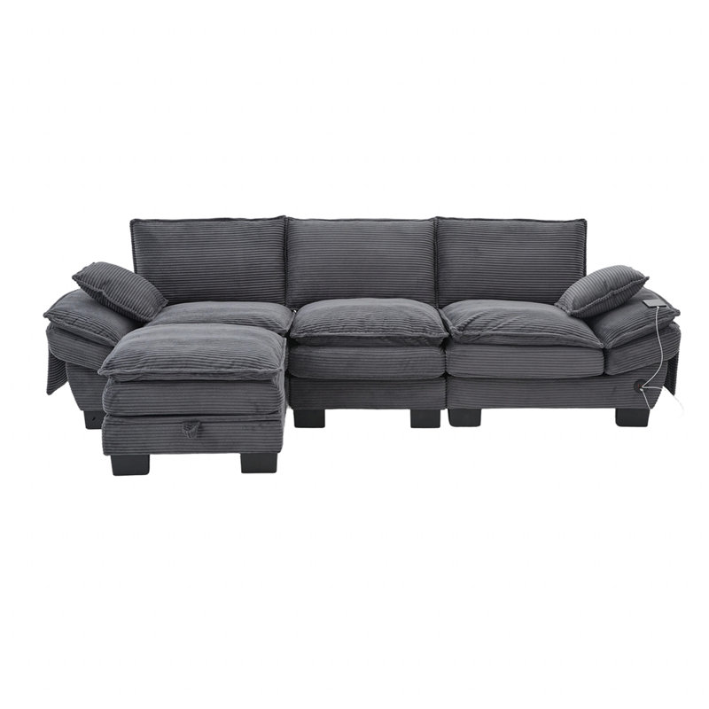 Canapé rembourré en velours côtelé Comfy, Gris foncé