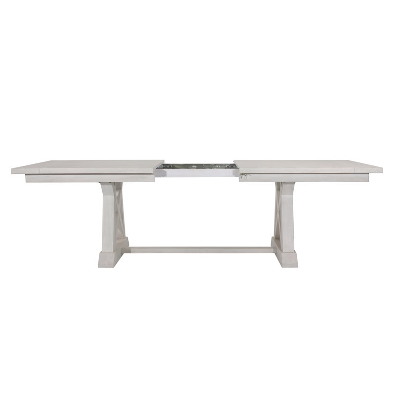 Joaquin 80-98" Rubberwood Extendable Dining Table, Light Gray Wash