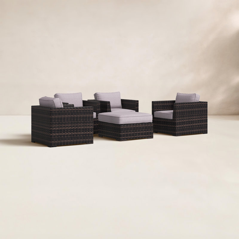 McDougal Premium All-Weather Wicker Outdoor Lounge Chair with Ottoman