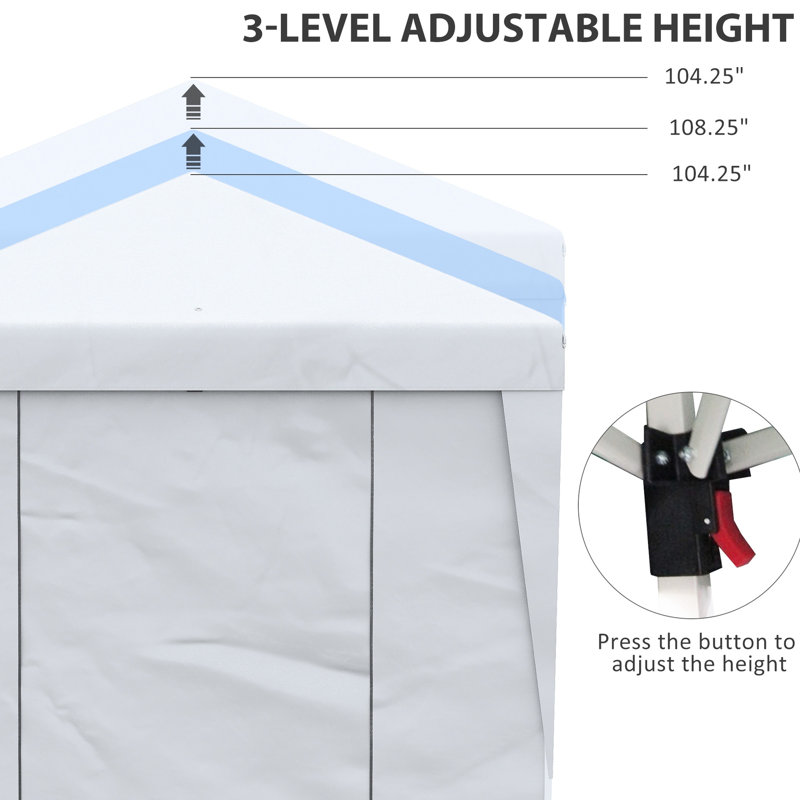 Auvent escamotable 10 pi x 19,5 pi - parois latérales incluses, hauteur réglable pour différents événements, jardin et patio faciles à installer, portes doubles, sac à roulettes, Uv30 +, blanc avec diverses célébrations,