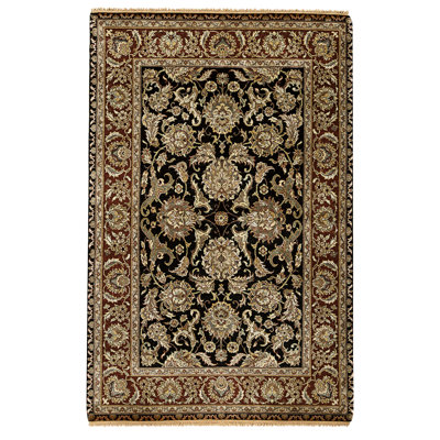 High-Quality Hand-Knotted Black And Red Area Rug