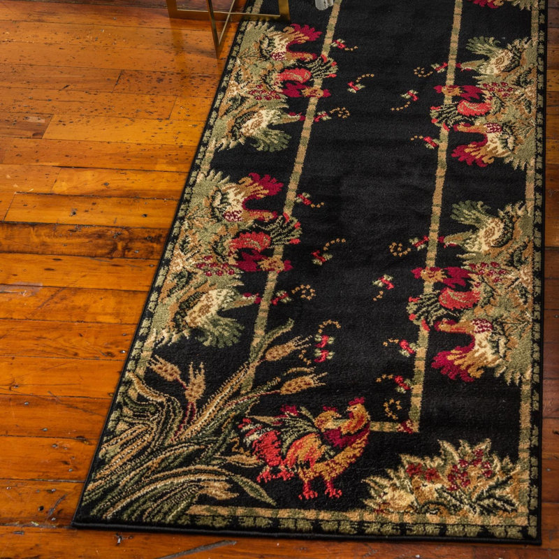 Tapis noir / vert Andersonville, Tapis de couloir 3 pi 1 po x 16 pi 5 po, Black/Green