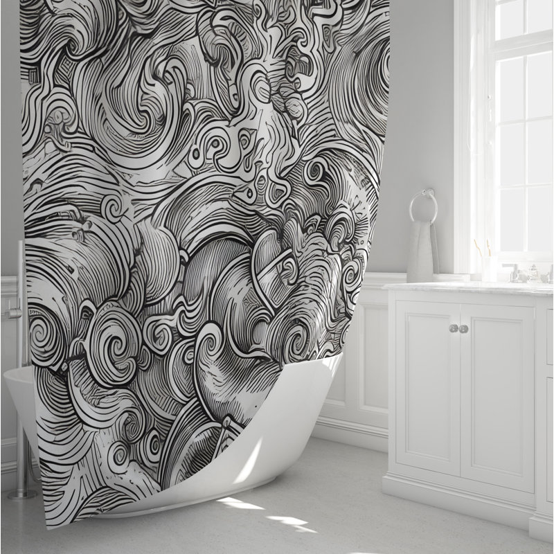 Aricka Geometric Shower Curtain, 72" H x 70" W