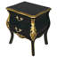 Table de chevet 2 tiroirs en bois massif noir / or Saint-Honore