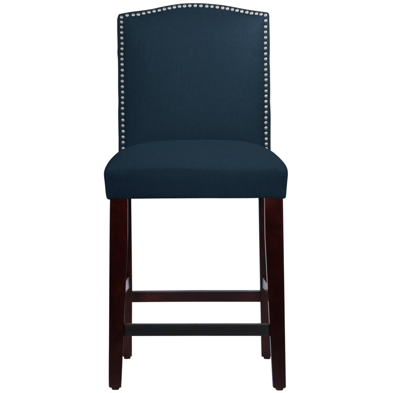  Bar & Counter Stool, Classic Navy Linen, Espresso, Counter Stool (26" Seat Height)