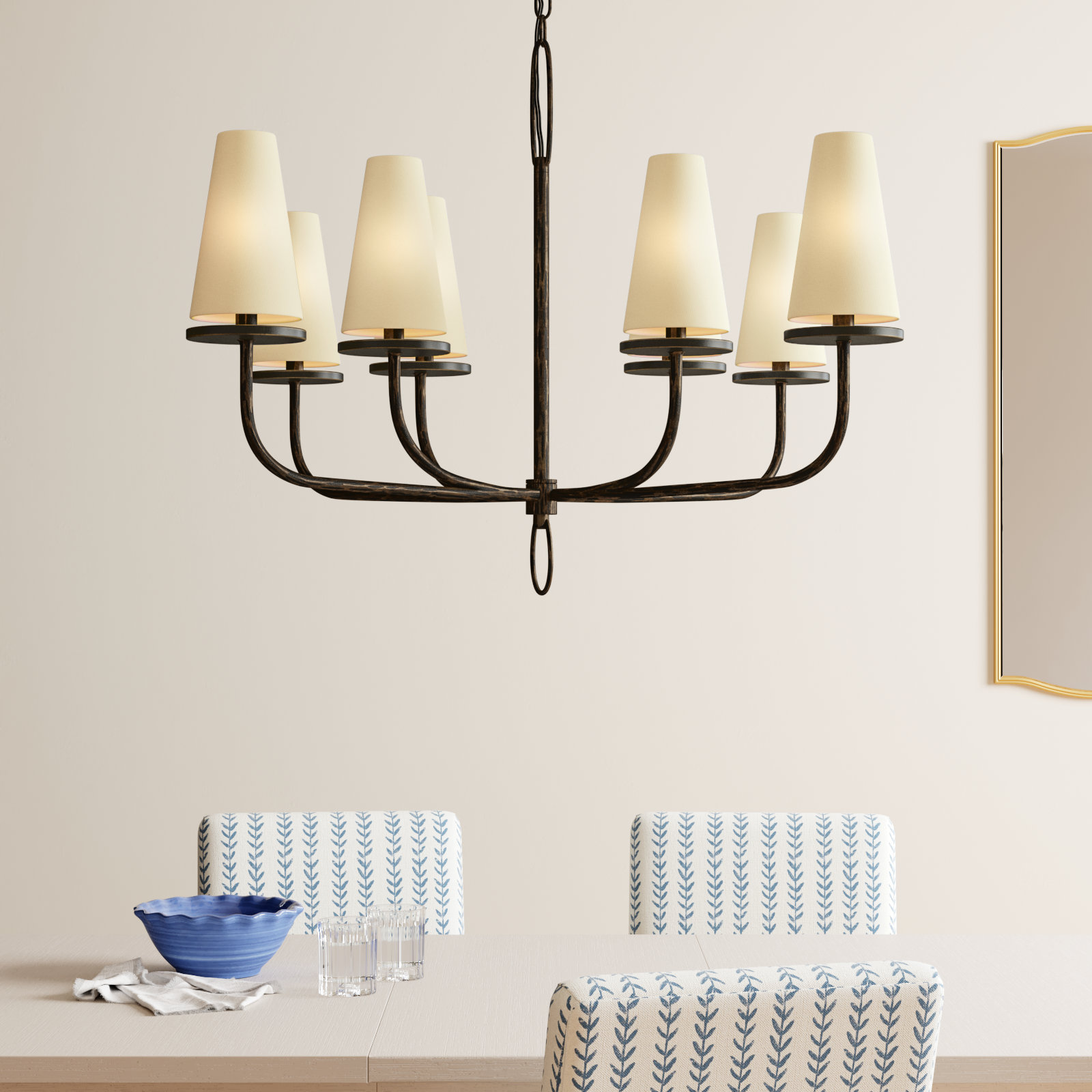 Walling 8 - Light Dimmable Chandelier, Textured Bronze