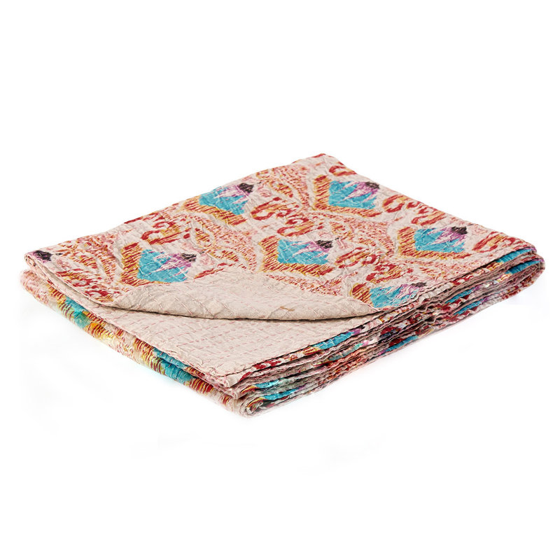 KANTHA COTTON Quilted Throw Blanket
