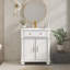 Meuble-lavabo 28 po Mid-Century avec lavabo, structure en bois massif et poignées en métal-1401365630-1398775386