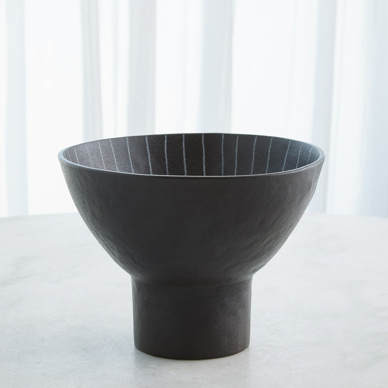 Cinder Footed Bowl-Striped-Sm, 8.25"H x 12"W x 12"D