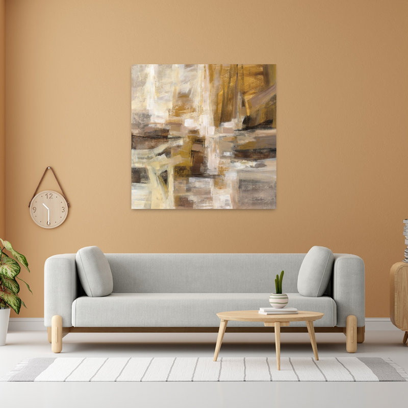 Ensoleillé contemporain avec art abstrait noir, H 48 po x l 48 po