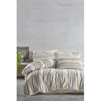 Throwback Cotton Striped Duvet Cover Set with Pillowcases Included