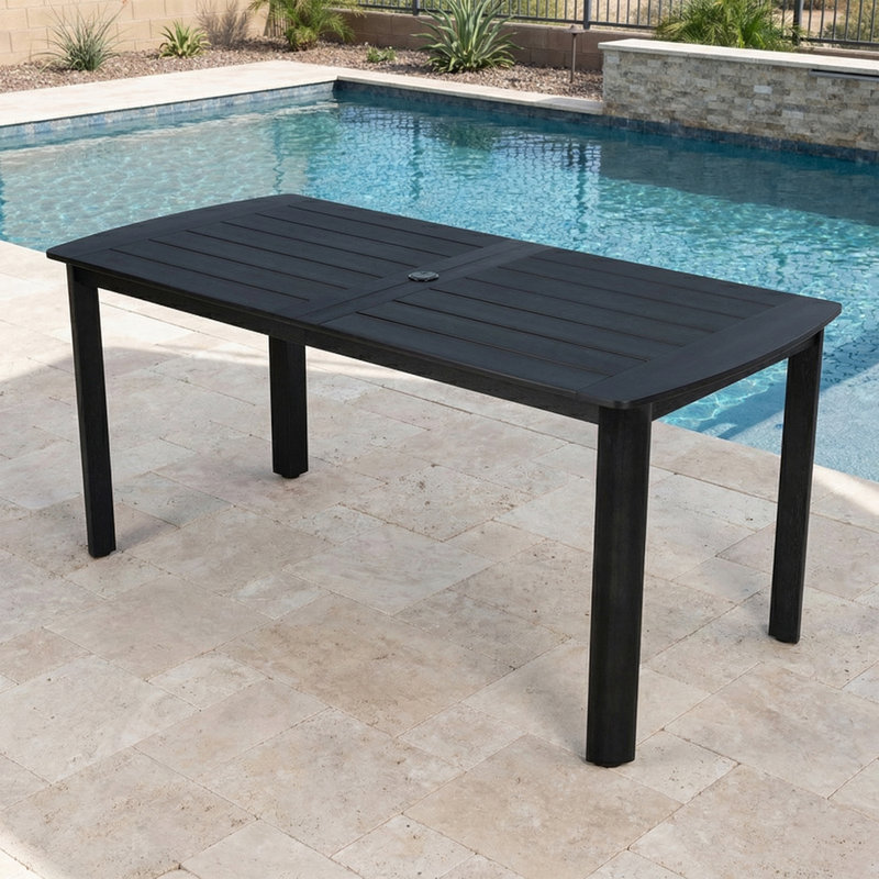 Table de patio 67 po toutes saisons avec trou pour parasol (1 table), Noir
