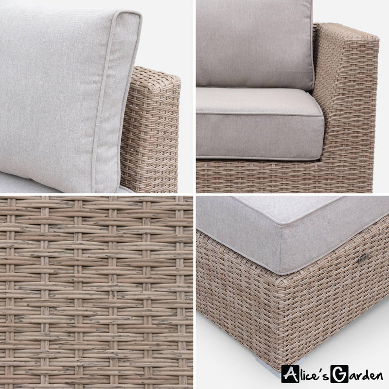 Ardleigh Rattan 5 - Person Seating Group Sofa Set with Cushions, Natural/Beige