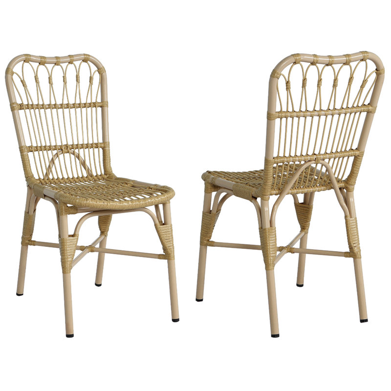 2Pcs Outdoor Seating Chairs - Strong Iron Frame, Hand-Woven , 400Lbs Weight Support, Assembled, Simple Maintenance For Garden & Poolside Robust Natural Weave, Capacity, Easy To Wipe Clean Patio