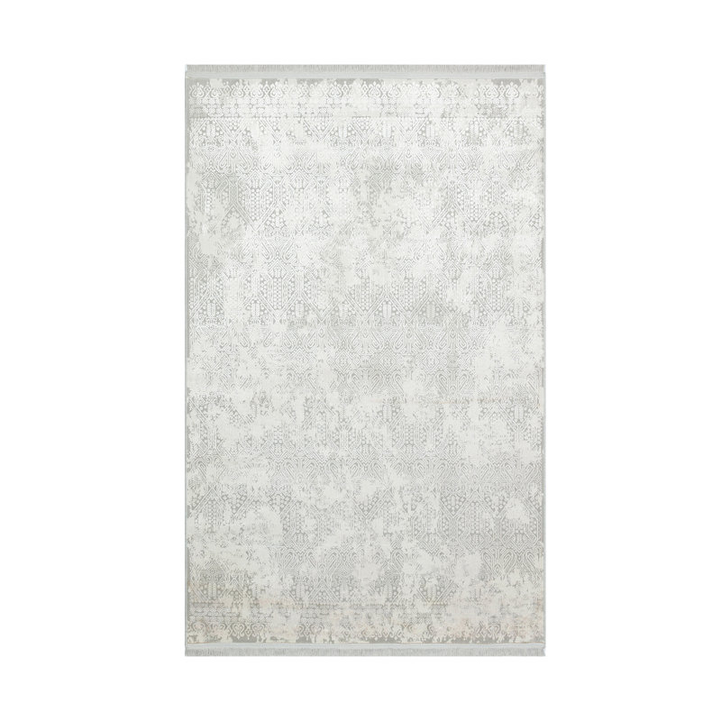 Élégant tapis tissé à la machine, gris anthracite et gris, 5,2 x 7,5 pi | 100% viscose / polyester, hauteur des poils: 0,2 po, 1950 g / m² | Durable, facile à nettoyer, parfait pour le décor du salon ou de la chambre à coucher