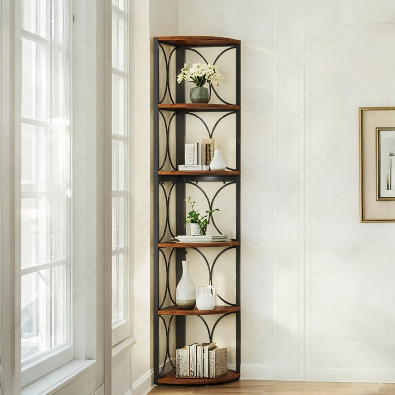 Étagère d'angle à 6 niveaux, bibliothèque d'angle 67 "
