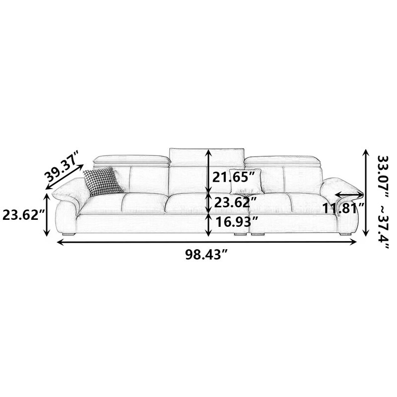 Orange Genuine Leather Modular Sofa, 37.4" H x 98.43" W x 39.37" D, 3