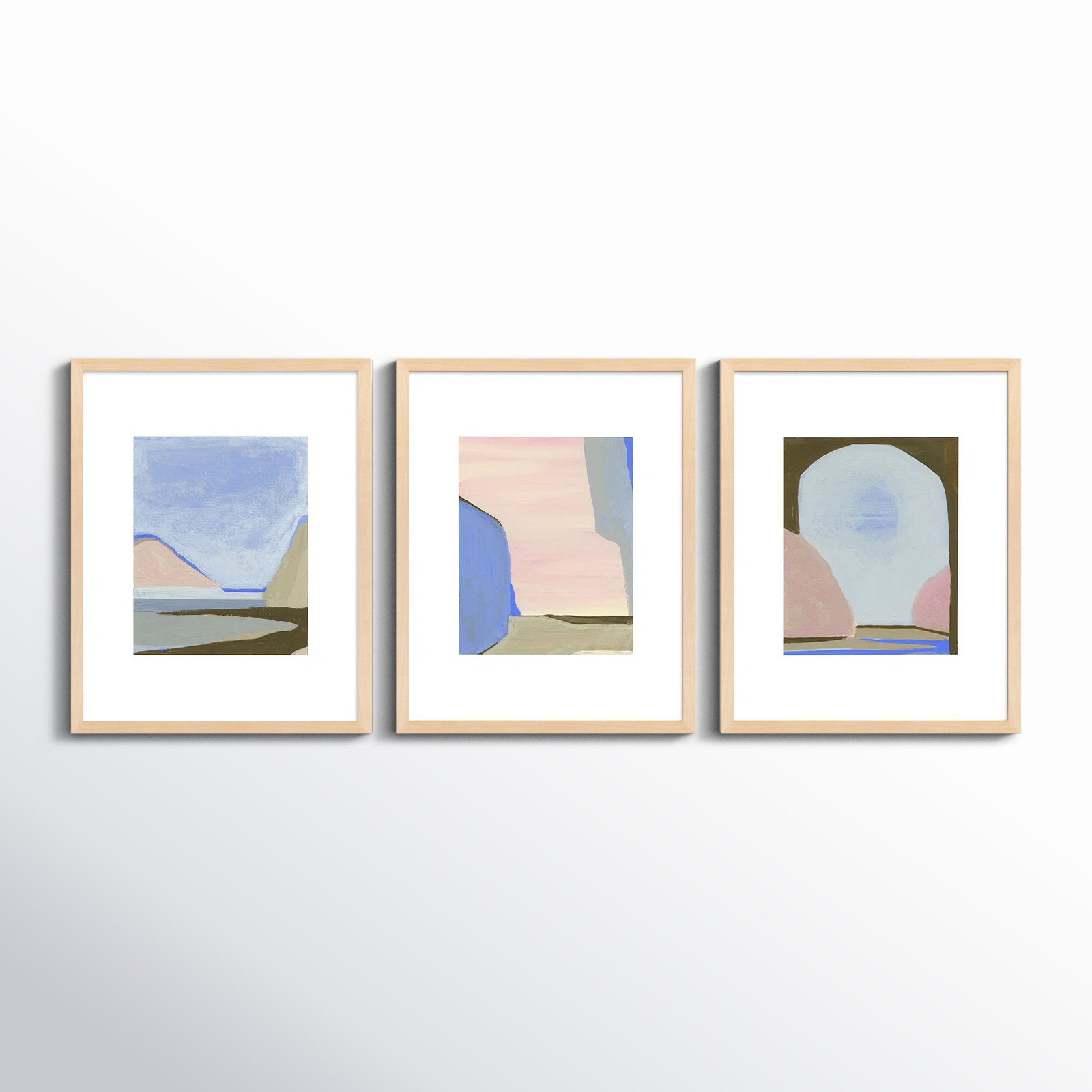 Morning Sky 3-Piece Painting Set, 20" H x 16" W, White Framed