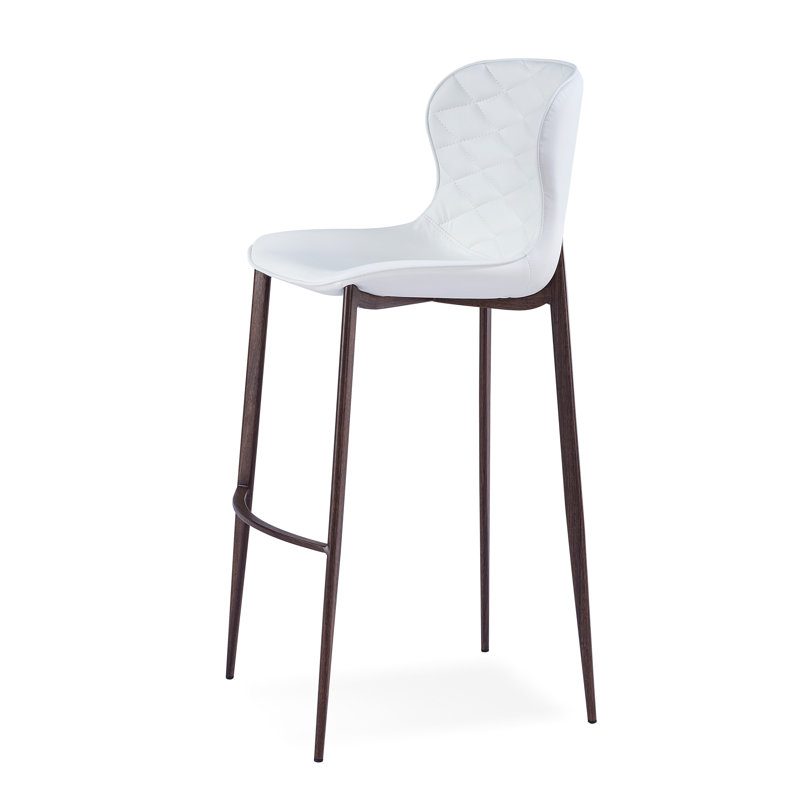 Albert Upholstered Counter Stool, White, Black, Counter Stool (24” Seat Height)