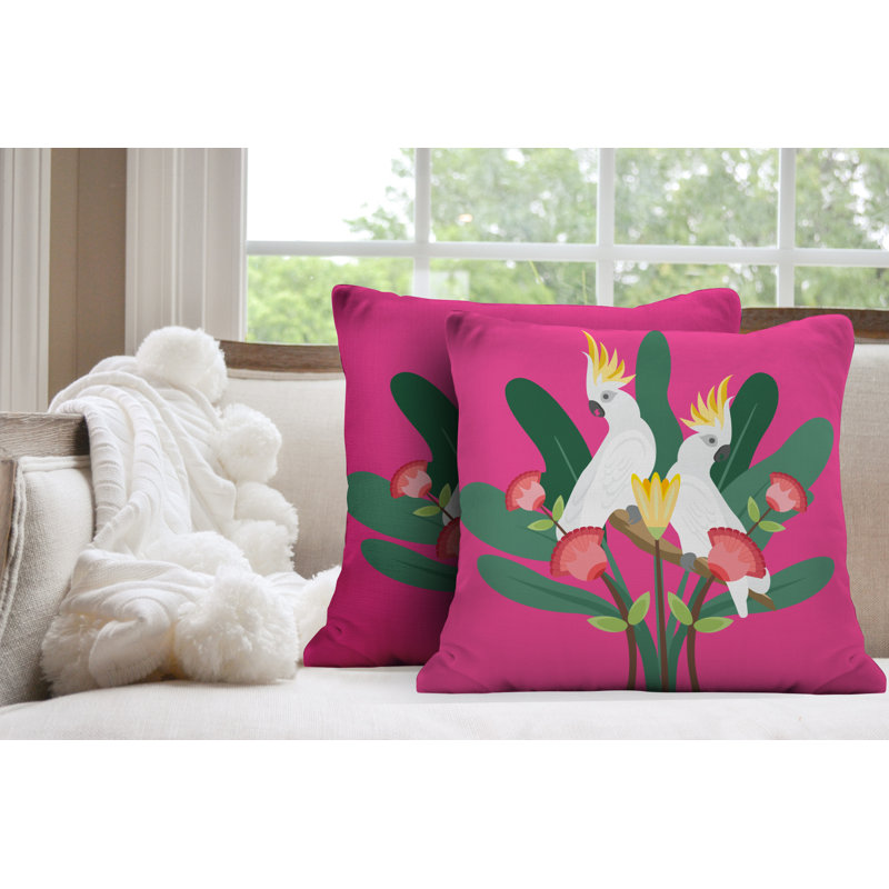 Oreiller carré intérieur / extérieur Kookoo, L 19 po x H 19 po, Rose