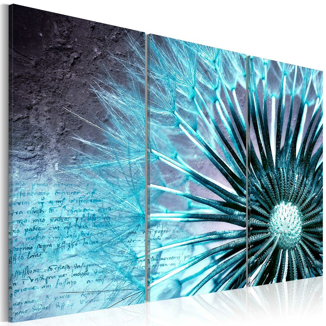 Mehrteiliges Bild mit'Touch of Blue' Grafikdesign auf verpackter Leinwand