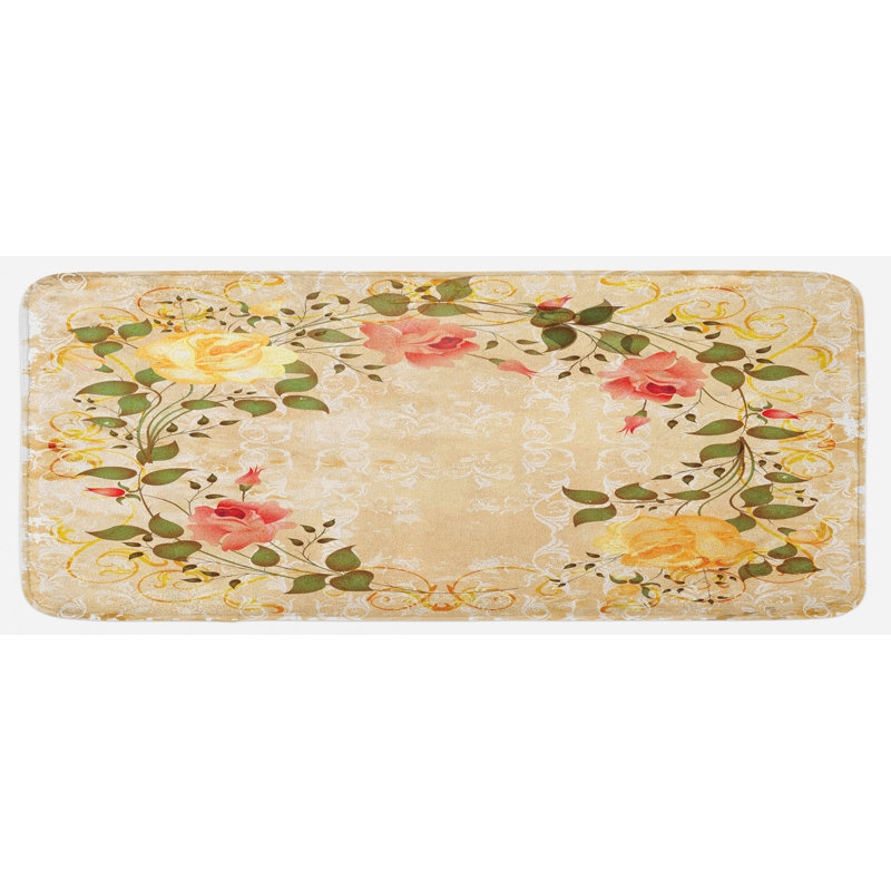 Cottage / Country Floral Polyester Kitchen Mat