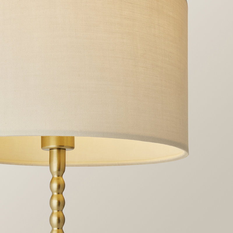 Cifuentes Black Fabric Drum Lamp Shade Matte Black Bobbin Bobble Table Lamp and Bulb, Gold, Beige, Yes