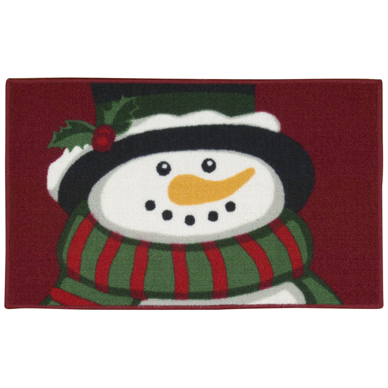 Snowman Hand-Tufted Red Area Rug