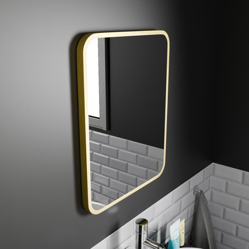 Aluminium Rectangle Mirror, Brushed Brass, 50cm x 39cm