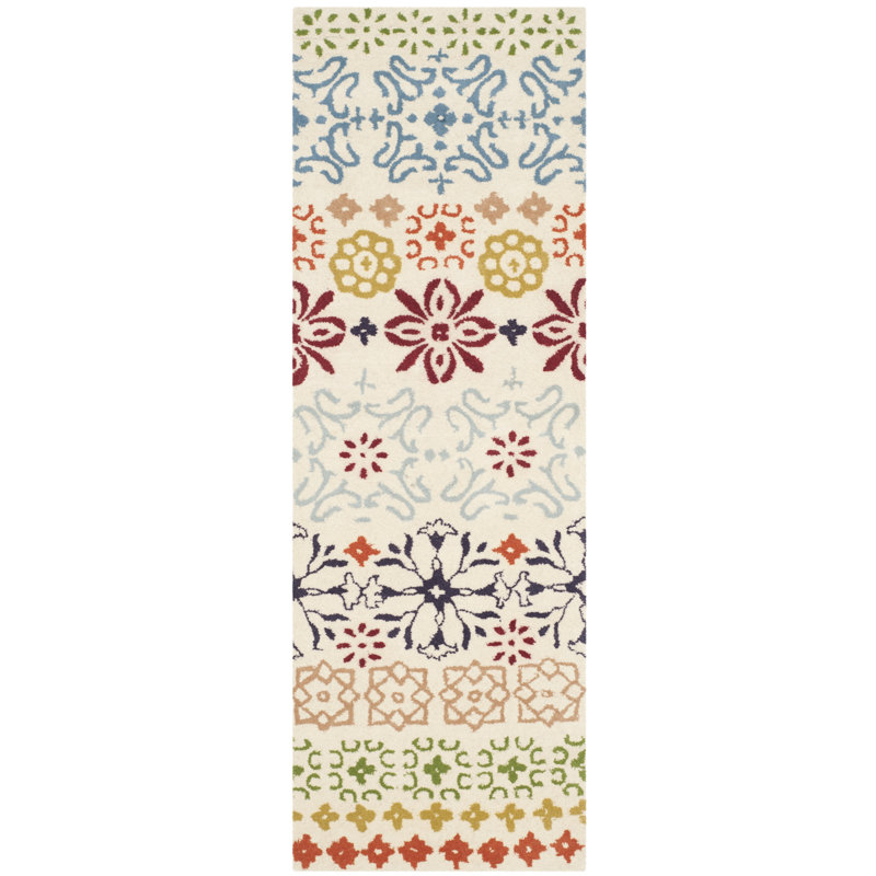 Kouerga bHand Tufted Wool Floral Rug, Runner 2'3" x 11'