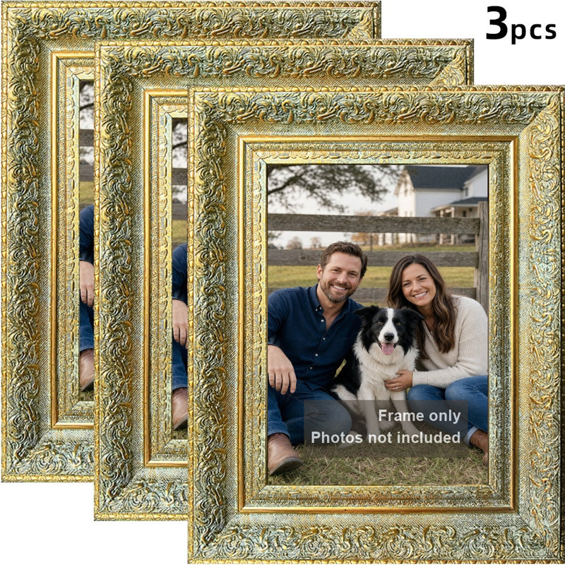 Cadre photo mural antique doré 3 pièces 11 "x 14" avec forme rectangulaire classique