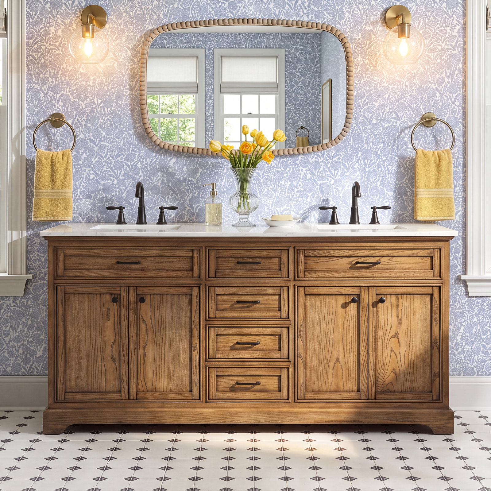 Hermes 72'' Double Bathroom Vanity, Driftwood