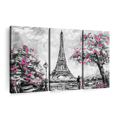 Ensemble de 3 pièces sur toile Eiffel Tower