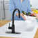 Pull Down Single Handle Kitchen Faucet With Deck Plate, Handles and Supply Lines