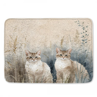 Tapis de bain Deux chats dans l'herbe