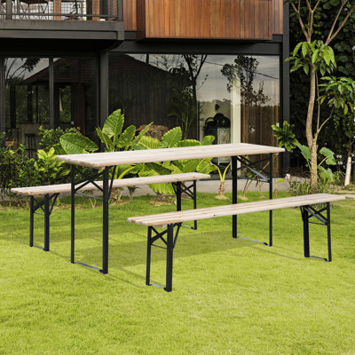 Ensemble de table de pique-nique et de banc en bois portatif 6 pi Outsunny