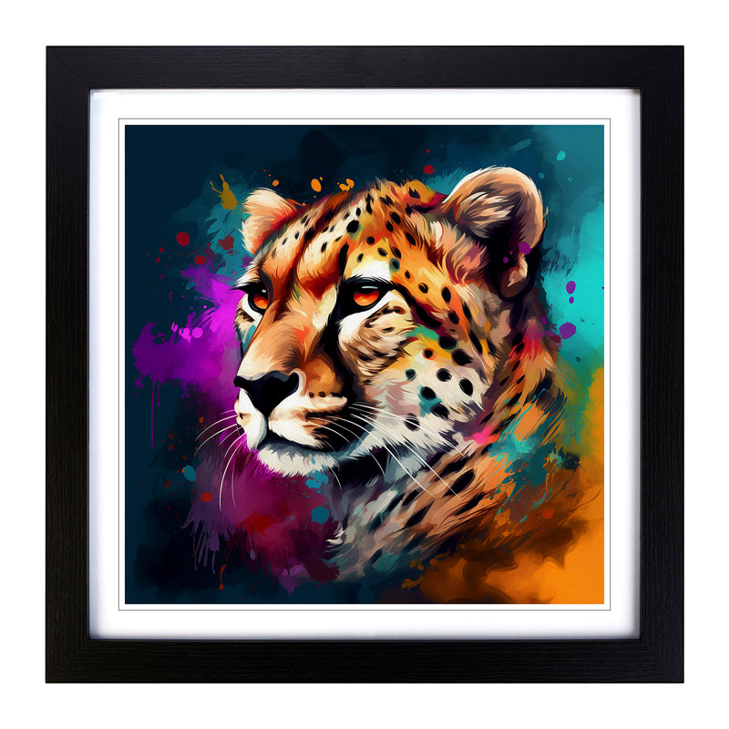 Cheetah Abstract Art No.3 - Framed Print, Black