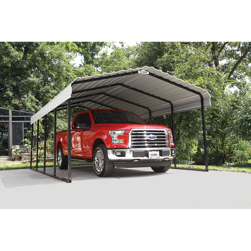Galvanized Steel Carport, 12X20X7, Eggshell
