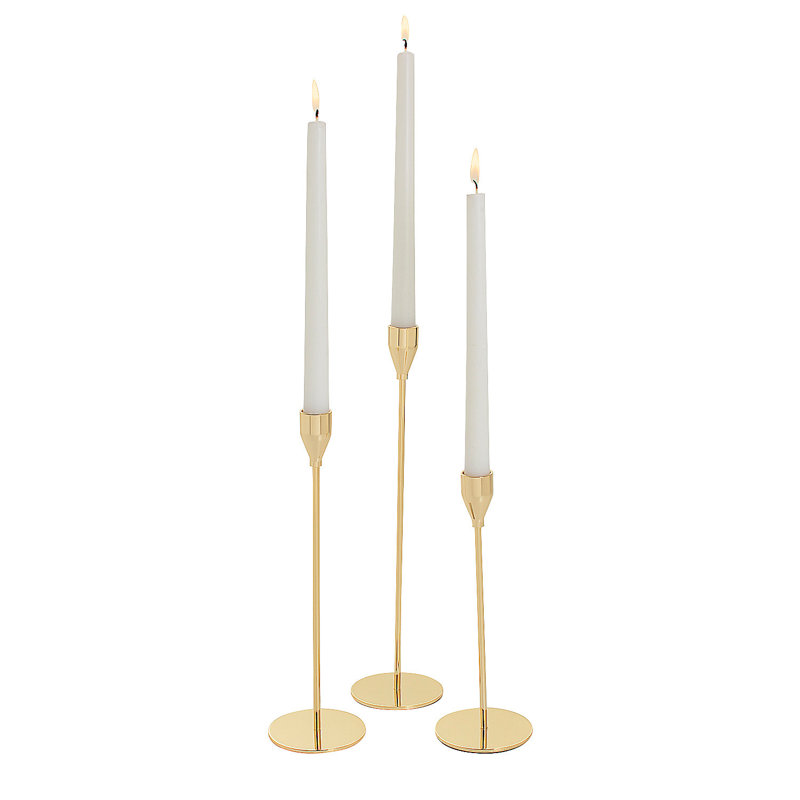 12.6'' H Metal Tabletop Candlestick, Gold, 12.6" H x 4.6" W x 1.5" D