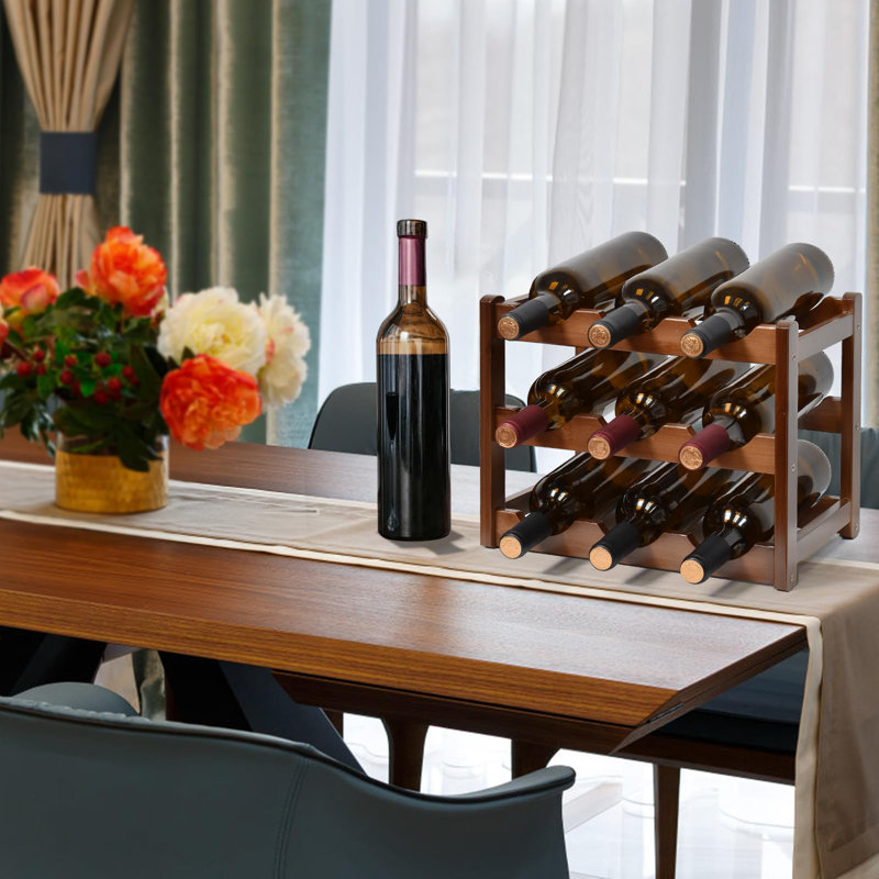 Bernao 9 Bottle Tabletop Wine Bottle Rack Brown