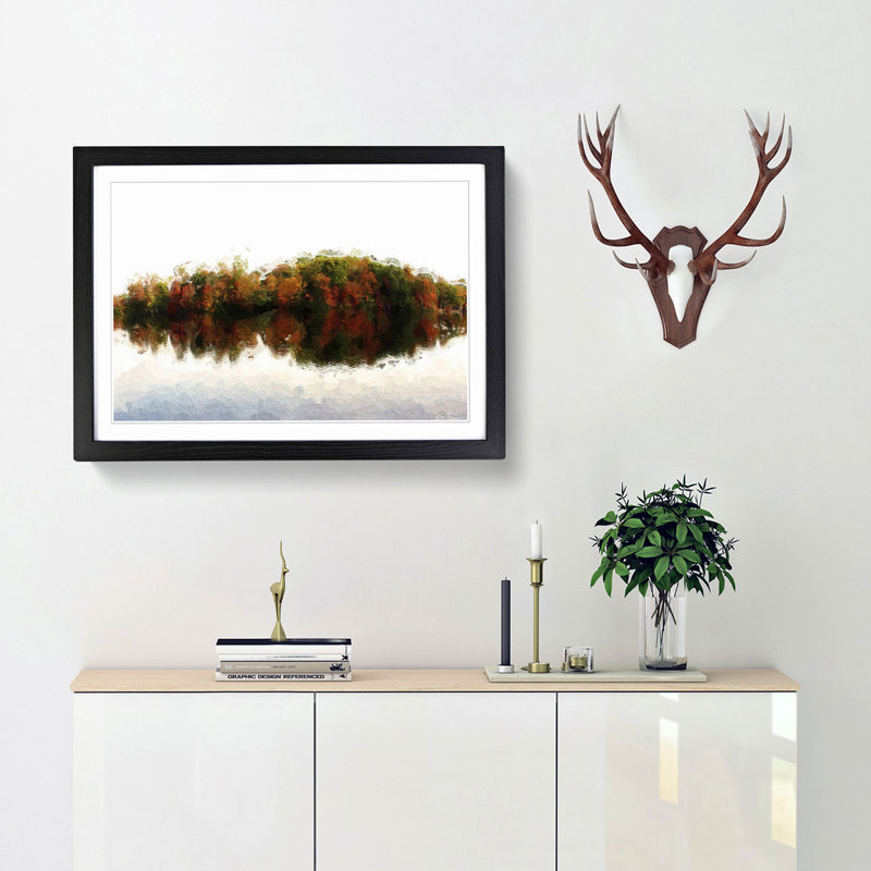 Autumn Forest Reflecting in Abstract - Framed Print, Black Framed, 33cm H x 45cm W x 2cm D