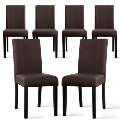 Modern Faux Leather Waterproof Upholstered Dining Chair (Set of 6)