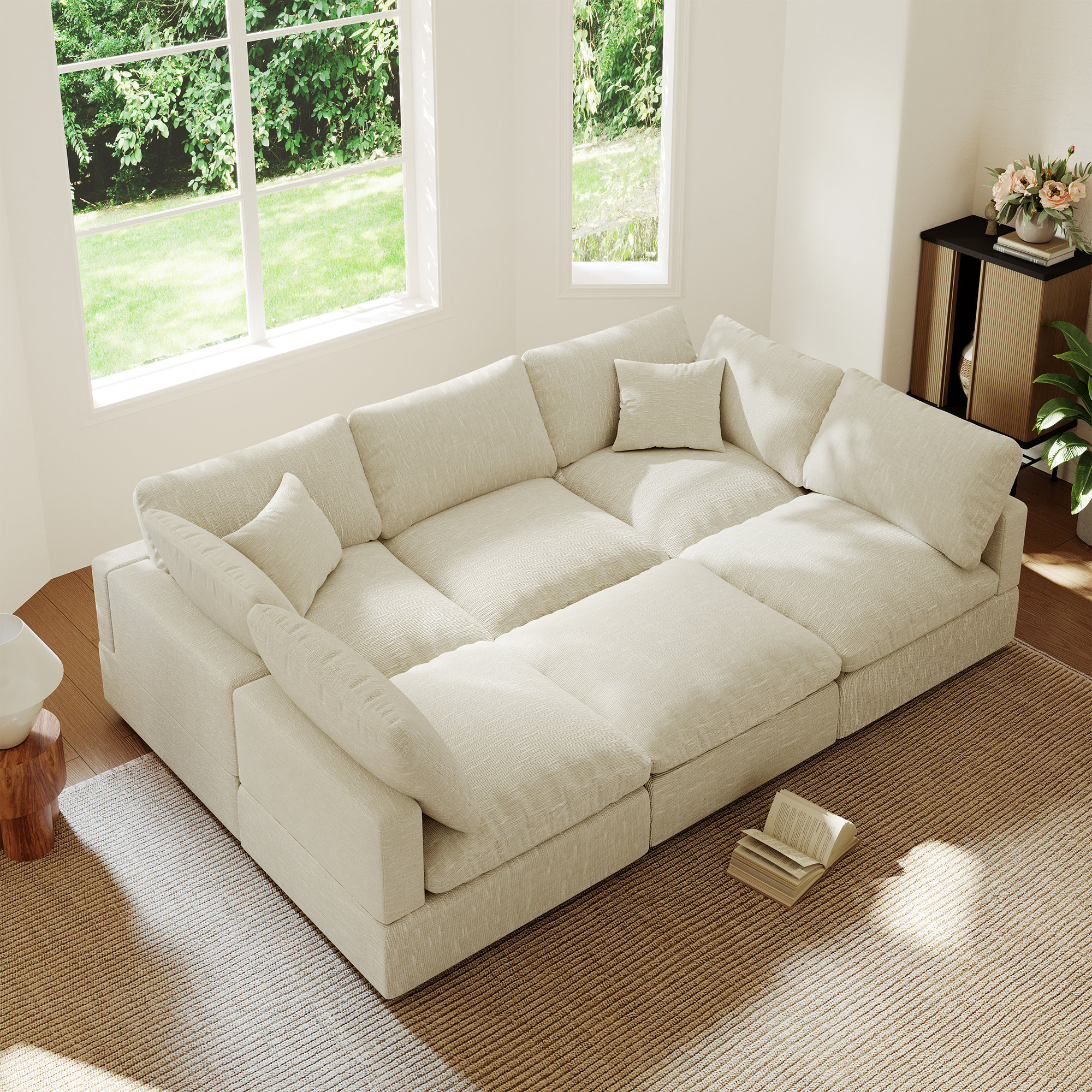 Hokku Designs Upholstered Sofa, Cloud Couch Modular Sectional Sofa 6 Seater Couch for Living Room Bedroom | Wayfair