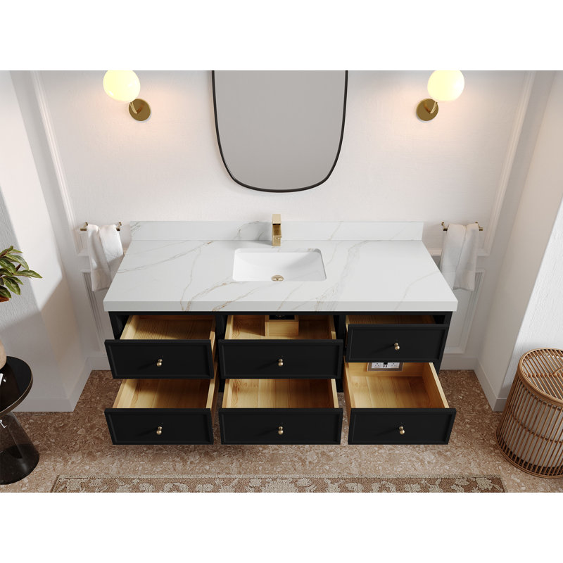 Ensemble de meuble-lavabo simple 60 po Roswell, Sienne Calacatta