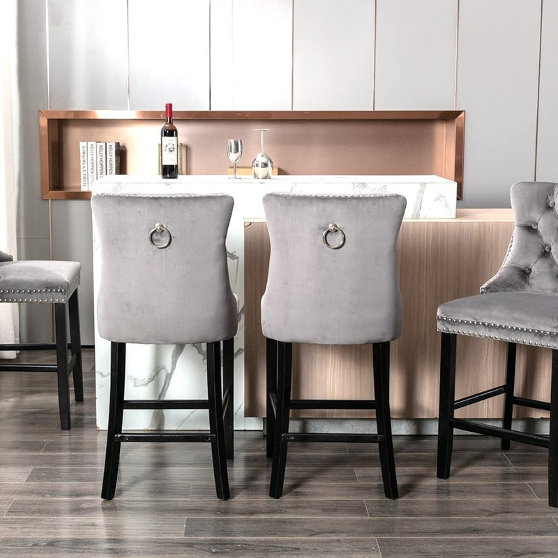Upholstered Counter Stool, Grey