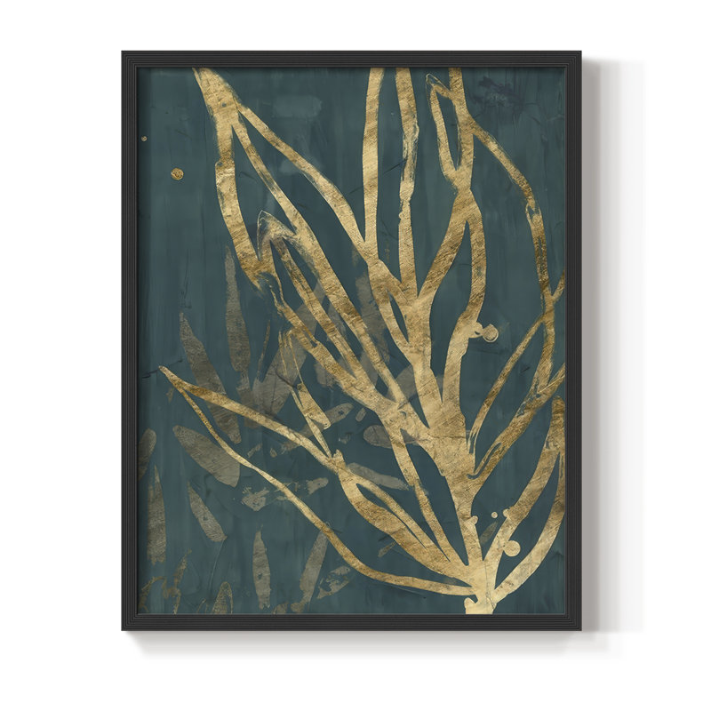 Reproduction encadrée de feuilles de jungle brunies II - bois massif, H 11 po x l 9 po, Noir, noir, noir, noir