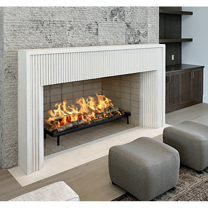 WFR-Galaxy II – Custom Hand-Carved Natural Limestone or Cantera Stone Fireplace Mantel Surround | Modern Minimalist Design