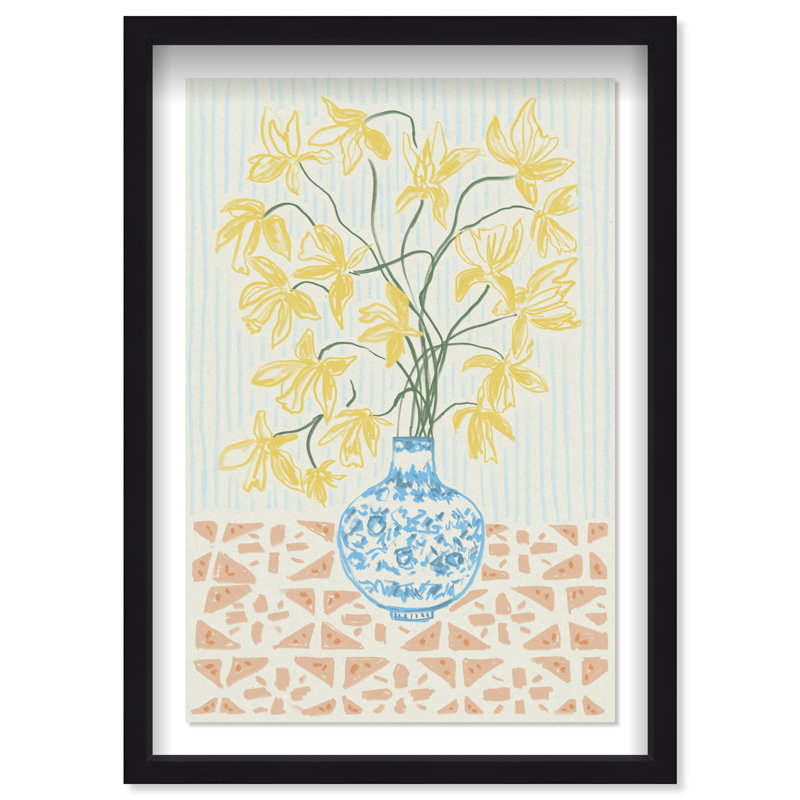 Yellow Iris Summer Print by Oliver Gal, 37.5"H x 25.5"W, Black Shadowbox