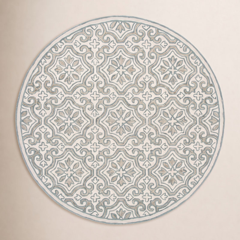Lauren Ralph Lauren Hand Tufted Wool & Cotton Damask Rug, Round 7'